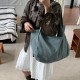 Korean trending canvas shoulder bag for women, chic, artsy, versatile, vintage washed tote bag.
