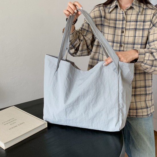 New Casual Nylon Waterproof Casual Solid Color Shoulder Bag Simple Large Capacity Student Commuting to Class Tote Bag for Women
