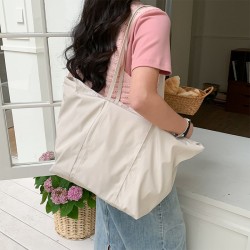 Korean high-end drawstring tote shoulder bag, stylish, large capacity, shopping bag, nylon, simple and suitable for commuting.