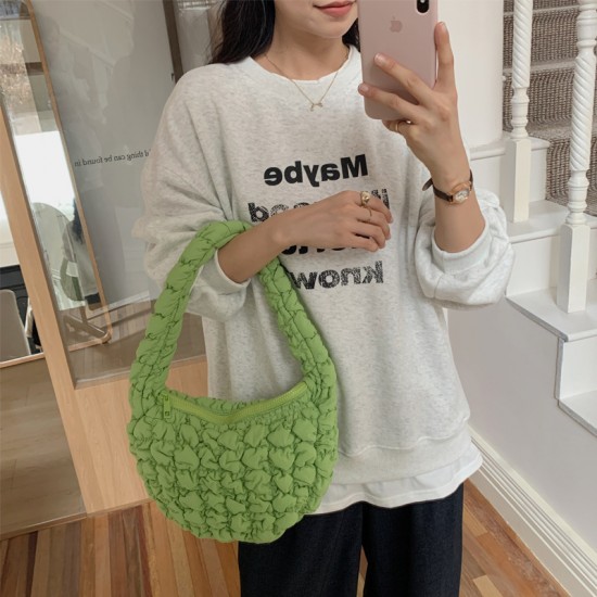 2025 New Fashionable and Versatile Casual Lightweight Simple Textured Down Nylon Shoulder Bag