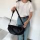2025 New Half-Moon Shaped Crossbody Soft Bag, Pleated Dumpling Bag, Large Capacity, Unisex, Versatile, Casual Nylon Crossbody Bag