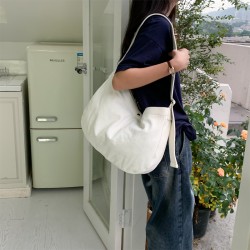 Korean Style Simple Versatile INS Washed Canvas Shoulder Bag for Women, Student Artistic Retro Large Capacity Women's Crossbody Bag