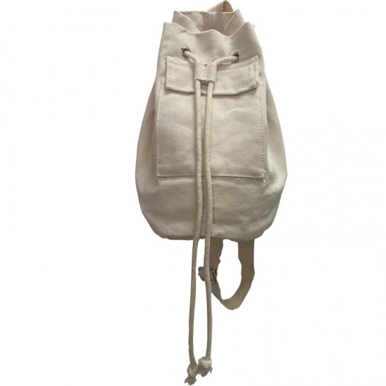 Korean ins fresh sweet matching style spring and summer 2023 pocket canvas bag fashion drawstring bucket crossbody bag