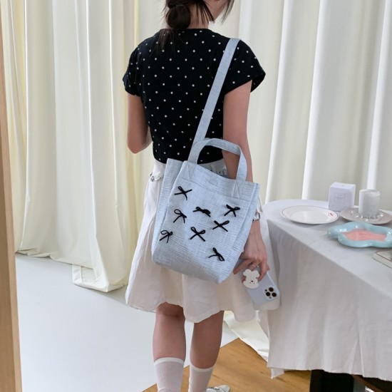 Ballet-inspired niche design bow large capacity women's bag 2025 new fashion simple tote shoulder bag