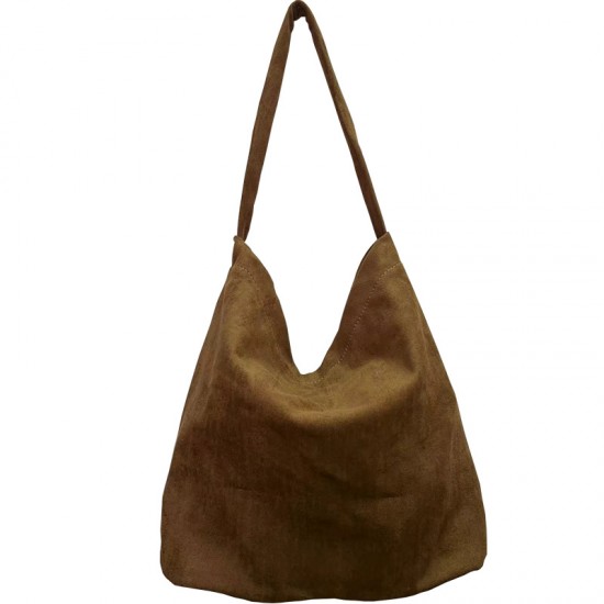 Korean style 2025 new autumn and winter, large capacity, fashionable, high-end, casual, lazy style, retro velvet soft surface shoulder bag