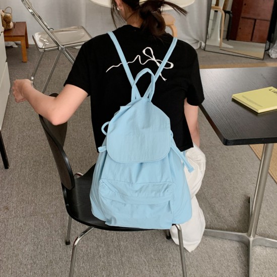 All Seasons Korean Style Double Layer Nylon Fabric Backpack Large Capacity Casual Fashionable Versatile Lightweight Drawstring Single Shoulder Bags