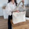 2025 spring/summer new solid color Japanese literary canvas tote bag, fashionable and simple ins large capacity crossbody bag
