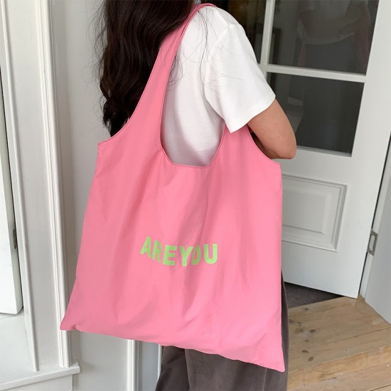2025 Spring/Summer New Sweet and Fresh Shoulder Bag/Tote Bag, Large Capacity, Fashionable Letter Print Nylon Bag