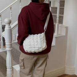 Autumn/Winter New Down Material Bag for Women Fashion Large Capacity Simple Diamond Pattern Casual Crossbody Bag