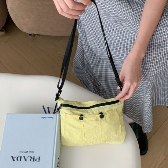 Muye Self-Created Korean Style Casual Storage Waist Bag, Niche Unique Button Nylon Camera Bag, Student Portable Crossbody Bag