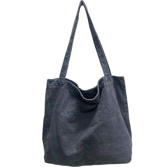 Featured Retro Heavy Washed Canvas Bag, Simple Mori Style Solid Color Large Capacity Artistic Versatile Women's Shoulder Bag