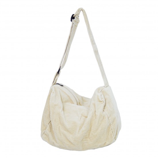 Korean Elegant Simple Corduroy Bag Versatile Mori Girl Artistic Casual Zipper Large Capacity Women's Crossbody Bag