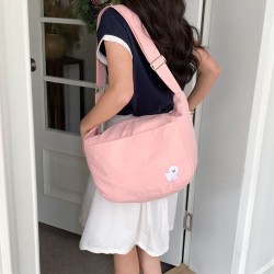 New Harajuku Japanese Style INS Nylon Bag, Simple Solid Color Embroidered Letter, Large Capacity, Girlish Casual Versatile Shoulder Bag