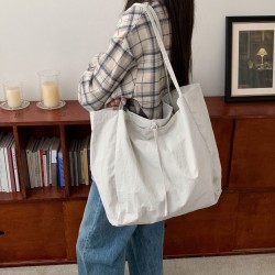 Large Capacity Nylon Versatile Rope Lock Tote Bag New Korean Style Solid Color Simple Lightweight Travel Shopping Bag for Women