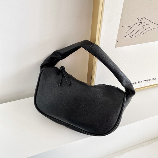 Solid color minimalist fashionable handbag, versatile women's 2025 new summer soft PU women's underarm dumpling bag