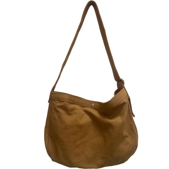 Korean Style Simple Versatile INS Washed Canvas Shoulder Bag for Women, Student Artistic Retro Large Capacity Women's Crossbody Bag