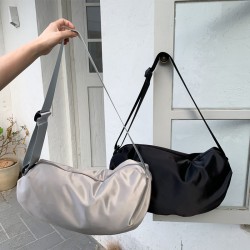 2025 New Half-Moon Shaped Crossbody Soft Bag, Pleated Dumpling Bag, Large Capacity, Unisex, Versatile, Casual Nylon Crossbody Bag