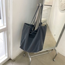 Korean style minimalist, versatile, large capacity, ins-inspired, distressed, artistic, fashionable women's single-shoulder canvas bag