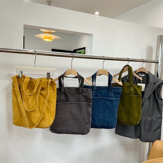 2025 New Unisex Korean Style Ins Retro Fashion Heavy Wash, Distressed, Simple Women's Handbag/Crossbody Canvas Bag