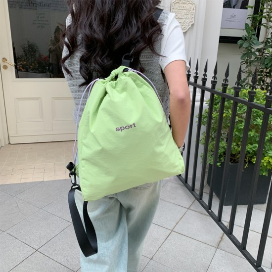 2025 new spring/summer Japanese style outdoor color-blocked drawstring backpack, commuting, casual, drawstring, lightweight, breathable travel bag