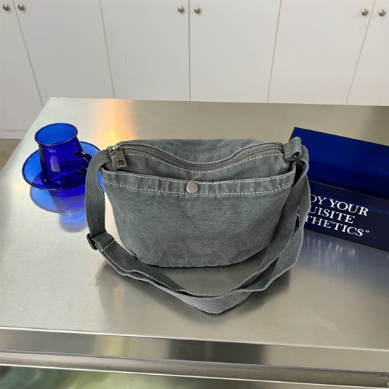 2025 New Muye Leather Goods Small Bag, Korean Style, Harajuku Artistic, Heavy Washed Retro Women's Crossbody Canvas Bag