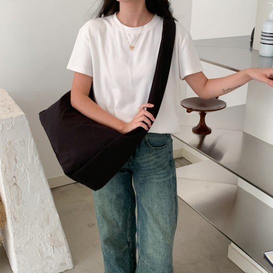 Japanese style unisex crossbody bag, large capacity casual commuting bag, 2025 new nylon fabric literary single shoulder bag