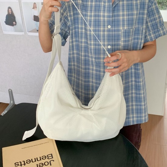 Super popular unique mesh crossbody bag, Korean style versatile practical large capacity travel shoulder strap adjustable dumpling bag for women