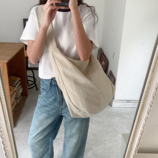 Korean ins minimalist versatile shoulder bag, large capacity lightweight commuting crossbody bag, casual lazy style tote bag