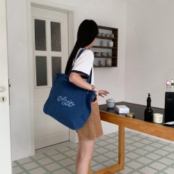 Harajuku Korean Style Ins Popular Canvas Bag with Letter Print, Heavy Wash, Distressed, Retro, Casual, Artistic Shoulder Bag