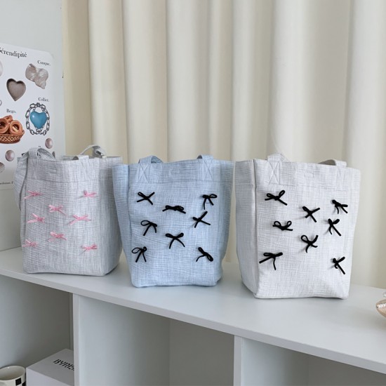 Ballet-inspired niche design bow large capacity women's bag 2025 new fashion simple tote shoulder bag