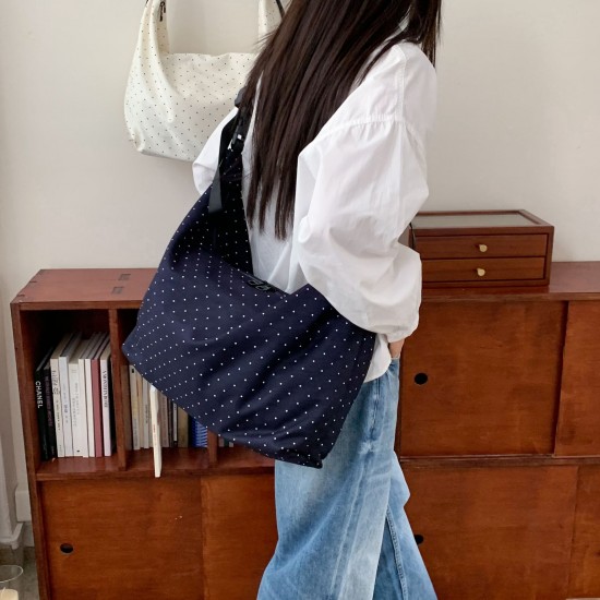 New Korean Style Trendy Polka Dot Fashionable Versatile Shoulder Bag, Sporty College Style, Lightweight and Portable Crossbody Casual Women's Bag