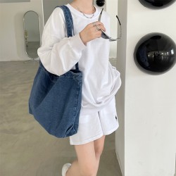Featured Retro Heavy Washed Canvas Bag, Simple Mori Style Solid Color Large Capacity Artistic Versatile Women's Shoulder Bag
