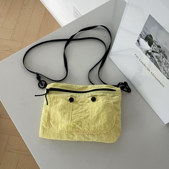 Muye Self-Created Korean Style Casual Storage Waist Bag, Niche Unique Button Nylon Camera Bag, Student Portable Crossbody Bag