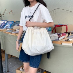 Korean style pleated drawstring new shoulder bag ins blogger style, simple casual versatile large capacity girl crossbody bag