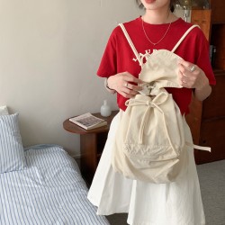 All Seasons Korean Style Double Layer Nylon Fabric Backpack Large Capacity Casual Fashionable Versatile Lightweight Drawstring Single Shoulder Bags