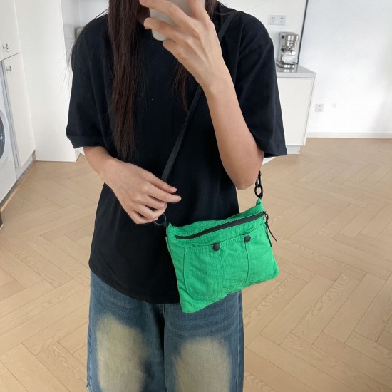 Muye Self-Created Korean Style Casual Storage Waist Bag, Niche Unique Button Nylon Camera Bag, Student Portable Crossbody Bag