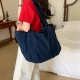 New Large Capacity Simple Zipper Korean Style Washed Canvas Bag, Fashionable INS Student Versatile Tote Shoulder Bag