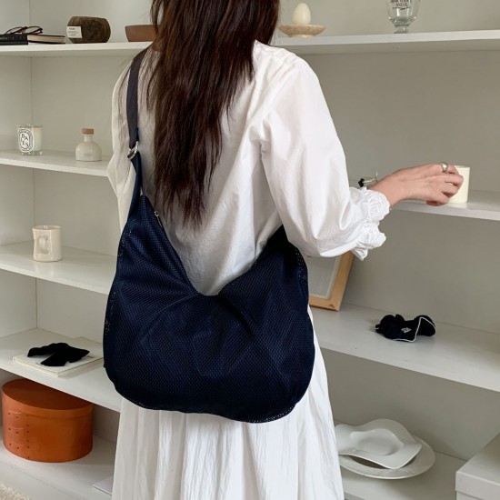 Super popular unique mesh crossbody bag, Korean style versatile practical large capacity travel shoulder strap adjustable dumpling bag for women