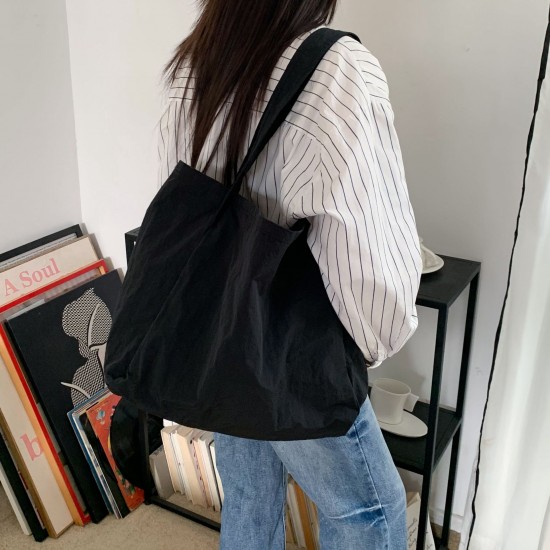 New Casual Nylon Waterproof Casual Solid Color Shoulder Bag Simple Large Capacity Student Commuting to Class Tote Bag for Women