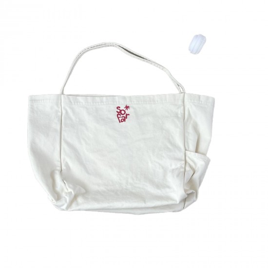 Korean style lazy style, large capacity, letter canvas bag, girly, niche, commuting, literary, class, commuting, versatile tote bag