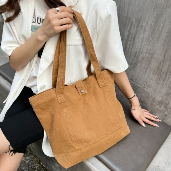 2025 New Simple, Mori Girl Style, Versatile, Large Capacity, Fashionable Washed Canvas Bag, Korean Style Women's Single Shoulder Bags