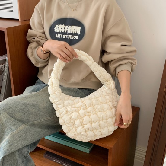 2025 New Fashionable and Versatile Casual Lightweight Simple Textured Down Nylon Shoulder Bag
