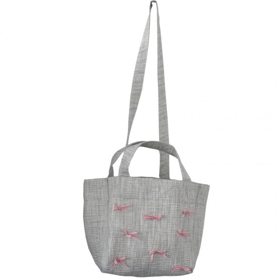 Large capacity cotton bag bow college student commuting fashion 2025 new stylish versatile crossbody tote bag Bags