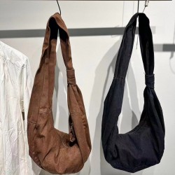 New Japanese and Korean style retro-inspired denim shoulder bag with thick, soft fabric and simple design.