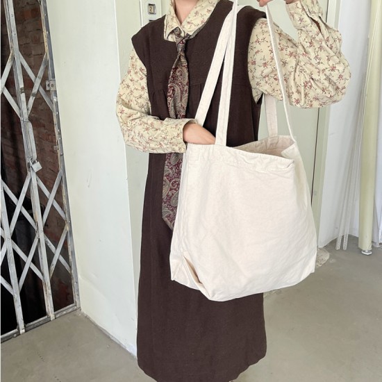 Muye Leather Goods...Korean Retro Washed Canvas Large Capacity Simple Lightweight Casual Solid Color Women's Shoulder Bag