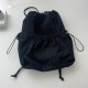 Korean style ins minimalist fresh solid color pleated drawstring large capacity casual literary versatile canvas backpack