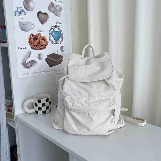 All Seasons Korean Style Double Layer Nylon Fabric Backpack Large Capacity Casual Fashionable Versatile Lightweight Drawstring Single Shoulder Bags