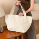 New Large Capacity Simple Zipper Korean Style Washed Canvas Bag, Fashionable INS Student Versatile Tote Shoulder Bag