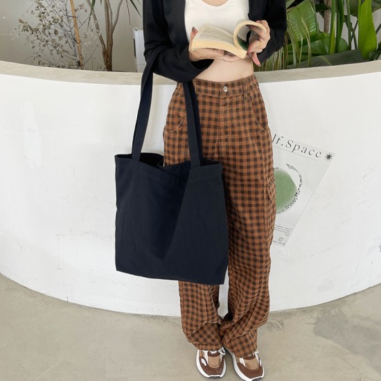 Muye Leather Goods...Korean Retro Washed Canvas Large Capacity Simple Lightweight Casual Solid Color Women's Shoulder Bag