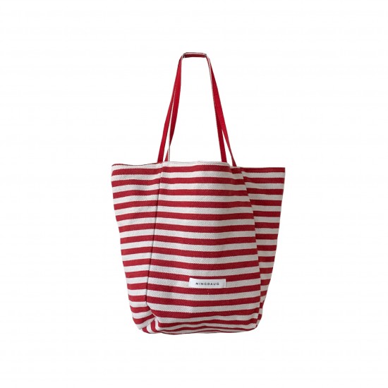 Reversible~ Fine striped canvas bag for women, Korean style fashionable tote bag, trendy student casual commuting shopping bag